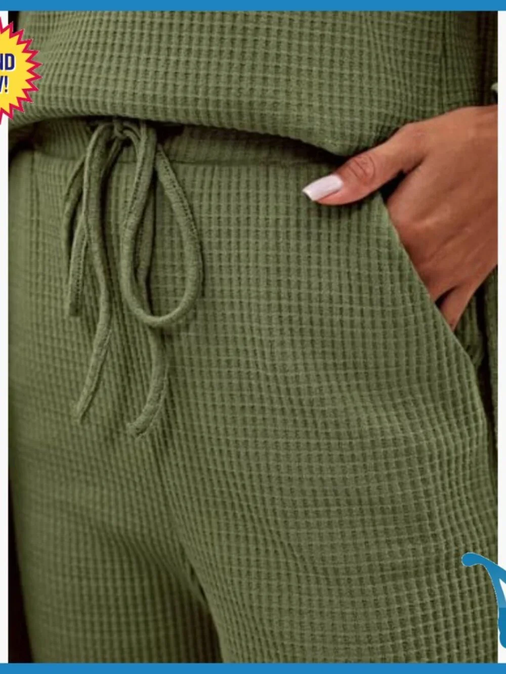 Waffle Knit 3-Piece Lounge Set with Cardigan, Loose Fit, X-Large
